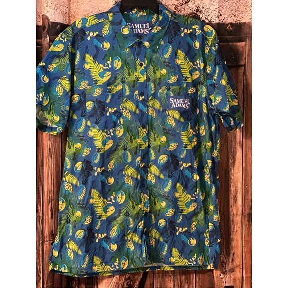 Samuel Adams Hawaiian button up Men’s XL Short Sleeve Shirt - Picture 2 of 5